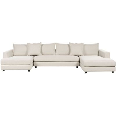 Beliani Corner Sofa Light Beige Polyester Upholstery Modern U-Shaped 5 Seater with Ottomans - Corner Sofa Beliani Corner Sofa Light Beige Polyester Upholstery Modern U-Shaped 5 Seater with Ottomans - Corner Sofa