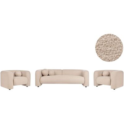 Beliani Leiren Beige Retro 5-Seater Sofa Set Beliani Leiren Beige Retro 5-Seater Sofa Set