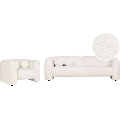 Beliani Modern White Bouclé 4-Seater Sofa Set - Sofa Set Beliani Modern White Bouclé 4-Seater Sofa Set - Sofa Set