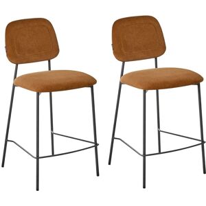 Beliani Set Of 2 Bar Chairs Duette Velvet Golden Brown Beliani Set Of 2 Bar Chairs Duette Velvet Golden Brown