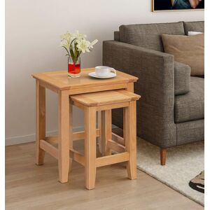Hallowood Furniture Nest Of Tables, Small Oak 2 Nesting Coffee Tables, Solid Wooden Side Nesting Set Hallowood Furniture Nest Of Tables, Small Oak 2 Nesting Coffee Tables, Solid Wooden Side Nesting Set