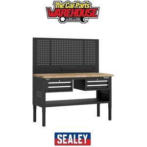 Sealey Apmwb60combo3w Superline Pro Workbench, 4 Drawers Wooden Worktop 1525mm Sealey Apmwb60combo3w Superline Pro Workbench, 4 Drawers Wooden Worktop 1525mm