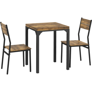 Homcom 3 Pcs Compact Dining Table 2 Chairs Set Rustic Kitchen Furniture Brown Homcom 3 Pcs Compact Dining Table 2 Chairs Set Rustic Kitchen Furniture Brown