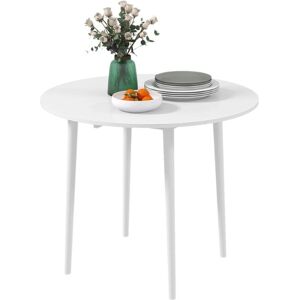 Homcom Foldable Dining Table Round Drop Leaf Table With Wood Legs Modern Space Saving Homcom Foldable Dining Table Round Drop Leaf Table With Wood Legs Modern Space Saving