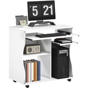 Homcom Computer Table Study Desk With Sliding Keyboard Tray, White Homcom Computer Table Study Desk With Sliding Keyboard Tray, White