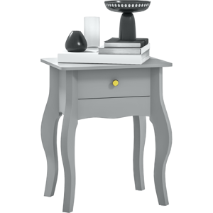 Homcom End Table French Style Small Table With Drawer And Curved Legs - Grey Homcom End Table French Style Small Table With Drawer And Curved Legs - Grey