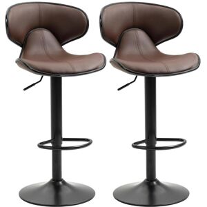Homcom Adjustable Swivel Bar Stools Set Of 2 Barstools For Counter Bar Brown Homcom Adjustable Swivel Bar Stools Set Of 2 Barstools For Counter Bar Brown
