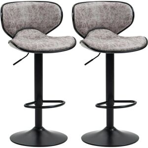 Homcom Bar Stool Set Of 2 Microfiber Cloth Adjustable Armless Chairs Seat Grey Homcom Bar Stool Set Of 2 Microfiber Cloth Adjustable Armless Chairs Seat Grey