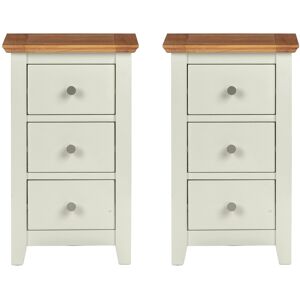 Hallowood Furniture Bedside Table, Oak Off White Sofa Side Table, 3-Drawer Nightstand, Lamp Stand X2 Hallowood Furniture Bedside Table, Oak Off White Sofa Side Table, 3-Drawer Nightstand, Lamp Stand X2