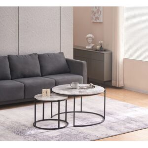 Furnizone Uk Nest Of 2 Round Coffee Tables Sintered Stone Marble Effect Black Metal Frame Furnizone Uk Nest Of 2 Round Coffee Tables Sintered Stone Marble Effect Black Metal Frame
