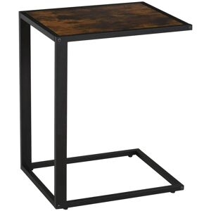 Homcom C-Shape Side End Table W/ Steel Frame Wide Base For Living Room Brown Homcom C-Shape Side End Table W/ Steel Frame Wide Base For Living Room Brown