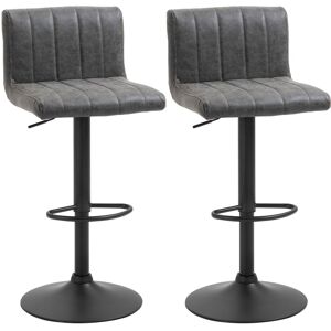 Homcom Barstools Set Of 2 Adjustable Height Bar Chairs With Footrest, Grey Homcom Barstools Set Of 2 Adjustable Height Bar Chairs With Footrest, Grey