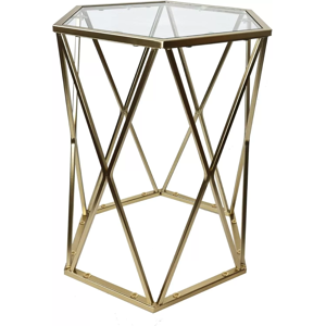 Panache Hexagon Coffee Table For Living Room Glass Center Tables With Gold Metal Frame Panache Hexagon Coffee Table For Living Room Glass Center Tables With Gold Metal Frame