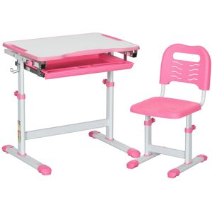 Homcom Kids Desk and Chair Set - Pink - Adjustable Height - 6-12 Years Homcom Kids Desk and Chair Set - Pink - Adjustable Height - 6-12 Years