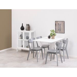 Actona Roxby All Grey Chairs -Curved Wood Dining Chair, Set Of 2, Matt Grey Lacquered Actona Roxby All Grey Chairs -Curved Wood Dining Chair, Set Of 2, Matt Grey Lacquered