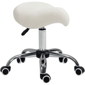 Homcom Pu Leather Saddle Stool W/ Moulded Padded Seat Adjustable Height Cream Homcom Pu Leather Saddle Stool W/ Moulded Padded Seat Adjustable Height Cream
