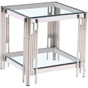 Cleveland Lamp Table Side End Table Display Stand Clear Square Glass Steel Silver Legs Cleveland Lamp Table Side End Table Display Stand Clear Square Glass Steel Silver Legs