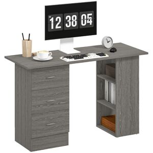 Homcom 120cm Computer Desk, Study Table With 3 Shelf & Drawers, Grey Homcom 120cm Computer Desk, Study Table With 3 Shelf & Drawers, Grey