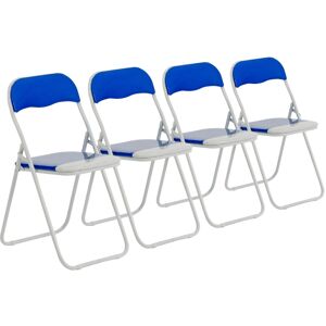 Harbour Housewares Folding Chairs Padded Faux Leather Studying Dining Office Chair Blue White X4 Harbour Housewares Folding Chairs Padded Faux Leather Studying Dining Office Chair Blue White X4