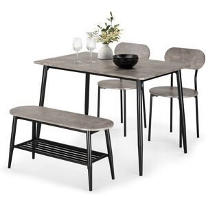 Dining Room Set, Grey Conrete Effect Dining Table, Chairs & Bench Set, Vonhaus Dining Room Set, Grey Conrete Effect Dining Table, Chairs & Bench Set, Vonhaus