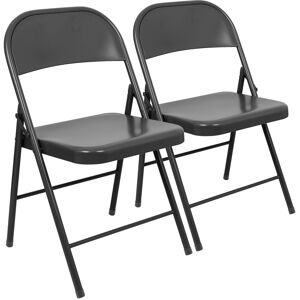 Harbour Housewares 2x Matt Black Metal Folding Chairs Space-Saving Foldable Office Dining Chair Harbour Housewares 2x Matt Black Metal Folding Chairs Space-Saving Foldable Office Dining Chair