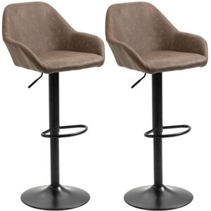 Homcom Adjustable Bar Stools Set Of 2 Swivel Barstool W/ Footrest Dark Brown New Homcom Adjustable Bar Stools Set Of 2 Swivel Barstool W/ Footrest Dark Brown New