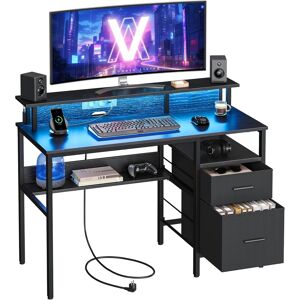 Vasagle Computer Desk With Fabric Drawers, Study Desk With Monitor Stand, Led L Vasagle Computer Desk With Fabric Drawers, Study Desk With Monitor Stand, Led L