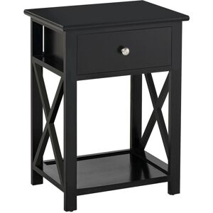 Homcom 55cm End Side Table W/ Drawer Shelf Stand Home Storage Furniture Black Homcom 55cm End Side Table W/ Drawer Shelf Stand Home Storage Furniture Black