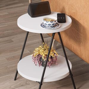 Fwstyle Round Side Table 2 Tier Scratch Resistant Painted White Metal Frame Fwstyle Round Side Table 2 Tier Scratch Resistant Painted White Metal Frame