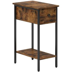 Homcom Industrial Slim End Table Nightstand For Small Spaces Rustic Brown Homcom Industrial Slim End Table Nightstand For Small Spaces Rustic Brown