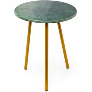 Carousel Home Green Marble Side Table Modern Round Green & Gold Accent End Table - 35x45cm Carousel Home Green Marble Side Table Modern Round Green & Gold Accent End Table - 35x45cm