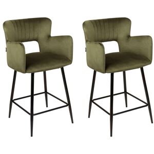 Beliani Bar Chair Set Of 2 Velvet Olive Green Sanilac Beliani Bar Chair Set Of 2 Velvet Olive Green Sanilac