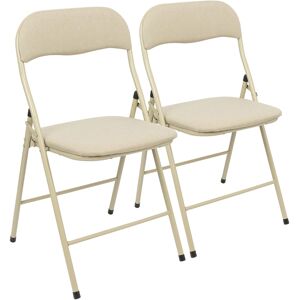 Harbour Housewares 2x Beige Fabric Padded Metal Folding Chairs Foldable Office Dining Chair Harbour Housewares 2x Beige Fabric Padded Metal Folding Chairs Foldable Office Dining Chair