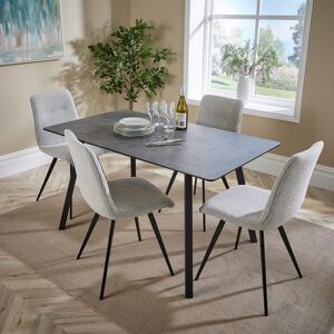 Home Source Dining Set 140cm Table 4 Boucle Beige Chairs Home Kitchen Furniture Metal Legs Home Source Dining Set 140cm Table 4 Boucle Beige Chairs Home Kitchen Furniture Metal Legs