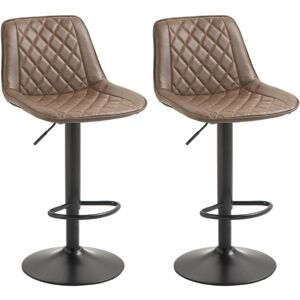 Homcom Bar Stools Set Of 2 Adjustable Bar Chairs Swivel Steel For Kitchen Brown Homcom Bar Stools Set Of 2 Adjustable Bar Chairs Swivel Steel For Kitchen Brown