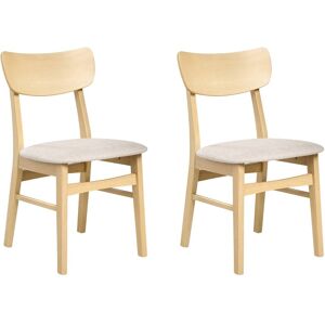 Beliani Set Of 2 Dining Chairs Anoka Wood Light Brown/ Beige Beliani Set Of 2 Dining Chairs Anoka Wood Light Brown/ Beige