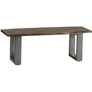 Handmade Industrial Blend Solid Acacia Wood Dining Bench Seat 2-3 People In Grey Metal Handmade Industrial Blend Solid Acacia Wood Dining Bench Seat 2-3 People In Grey Metal