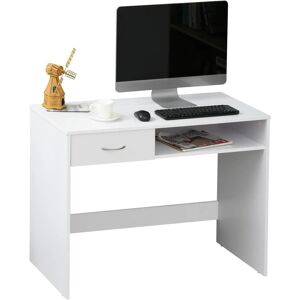 Homcom Modern Computer Work Desk Table Study Shelf Drawer Writing Station White Homcom Modern Computer Work Desk Table Study Shelf Drawer Writing Station White