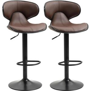 Homcom Adjustable Swivel Bar Stools Set Of 2, Barstools For Counter Bar, Brown Homcom Adjustable Swivel Bar Stools Set Of 2, Barstools For Counter Bar, Brown