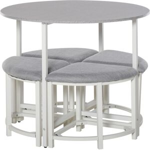 Homcom Modern Round Dining Table Set With 4 Upholstered Stools For Dining Room Homcom Modern Round Dining Table Set With 4 Upholstered Stools For Dining Room