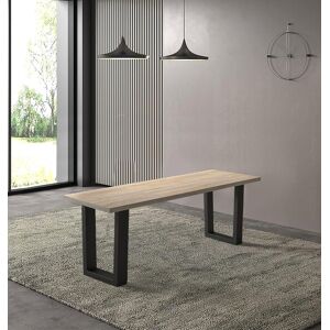 Hallowood Furniture Dining Bench With Black Metal U Shaped Legs, Wooden Bench (120cm), Kitchen Bench Hallowood Furniture Dining Bench With Black Metal U Shaped Legs, Wooden Bench (120cm), Kitchen Bench