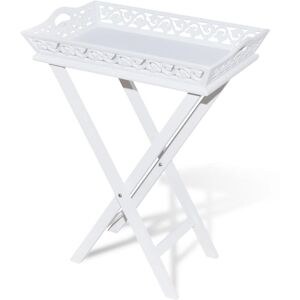 vidaXL White Tray Pot Side Table - Side Table vidaXL White Tray Pot Side Table - Side Table