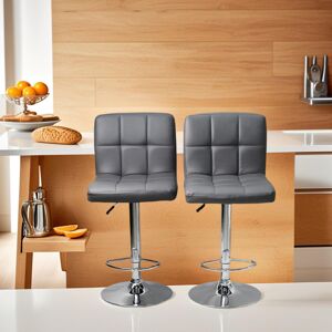 2 X Dark Grey Faux Leather Bar Stools Breakfast Kitchen Chairs Chrome Swivel Set 2 X Dark Grey Faux Leather Bar Stools Breakfast Kitchen Chairs Chrome Swivel Set