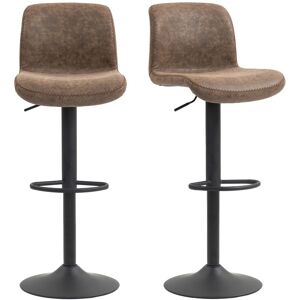 Homcom Barstools Set Of 2, Dining Stools With Backrest And Footrest, Brown Homcom Barstools Set Of 2, Dining Stools With Backrest And Footrest, Brown