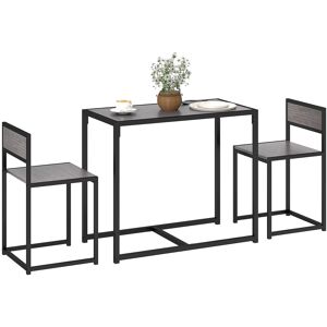 Homcom 3 Piece Dining Table Set With Metal Frame Grey Wood-Effect Homcom 3 Piece Dining Table Set With Metal Frame Grey Wood-Effect