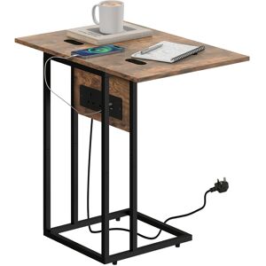 Homcom C Shaped Side Table With Charging Station And Foldable Top Homcom C Shaped Side Table With Charging Station And Foldable Top