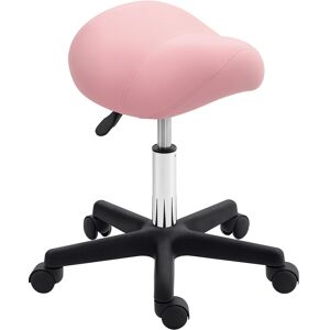 Homcom Saddle Stool Adjustable Rolling Salon Chair For Massage Spa Beauty Pink Homcom Saddle Stool Adjustable Rolling Salon Chair For Massage Spa Beauty Pink