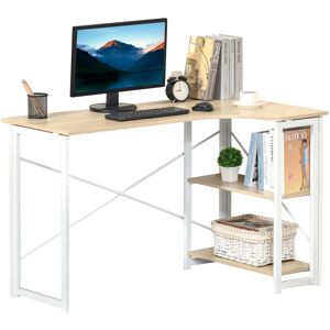 Homcom L-Shape Folding Computer Desk 2 Shelves Oak Tone Homcom L-Shape Folding Computer Desk 2 Shelves Oak Tone