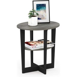 Furinno Oval End, Side Table, Nightstand, Wood, French Oak Grey/black, Pack Of 1 Furinno Oval End, Side Table, Nightstand, Wood, French Oak Grey/black, Pack Of 1