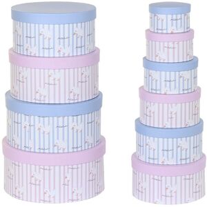 Set Of Stackable Organising Boxes Dkd Home Decor Blue Pink Cardboard [37,5 X Set Of Stackable Organising Boxes Dkd Home Decor Blue Pink Cardboard [37,5 X